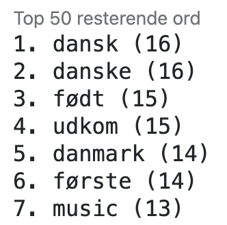 Resterende ord