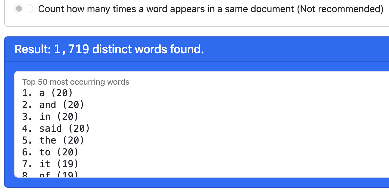 One count per word per document