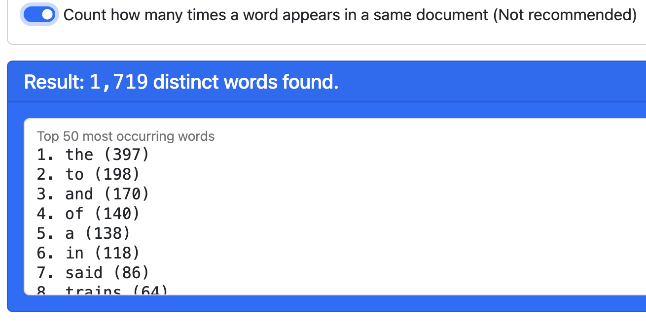 Multiple counts per word per document